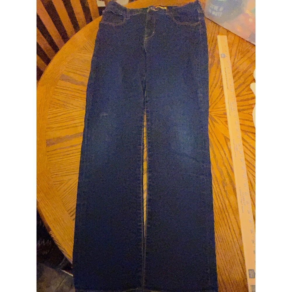 Levis Premium 724 High Rise Straight Leg Jeans Dark Wash Indigo Blue Size 31